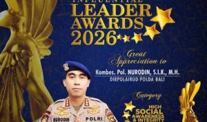 Kombes Pol Nurodin menerima Influential Leader Awards 2026 kategori High Social Awareness & Integrity Leader dari PUSKAT Nusantara.
